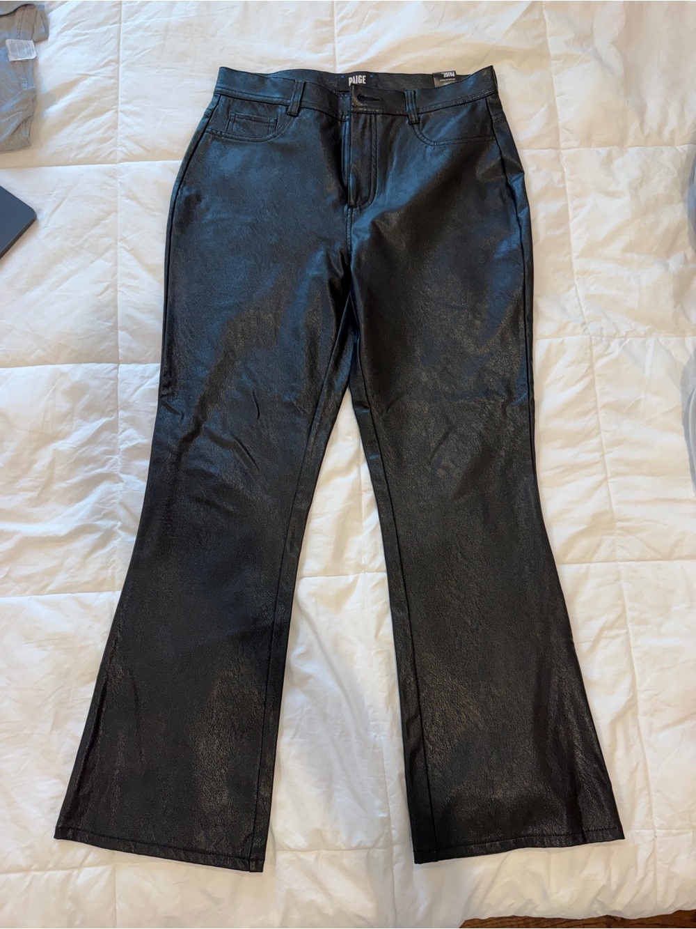 PAIGE Black Leather Flare Pants